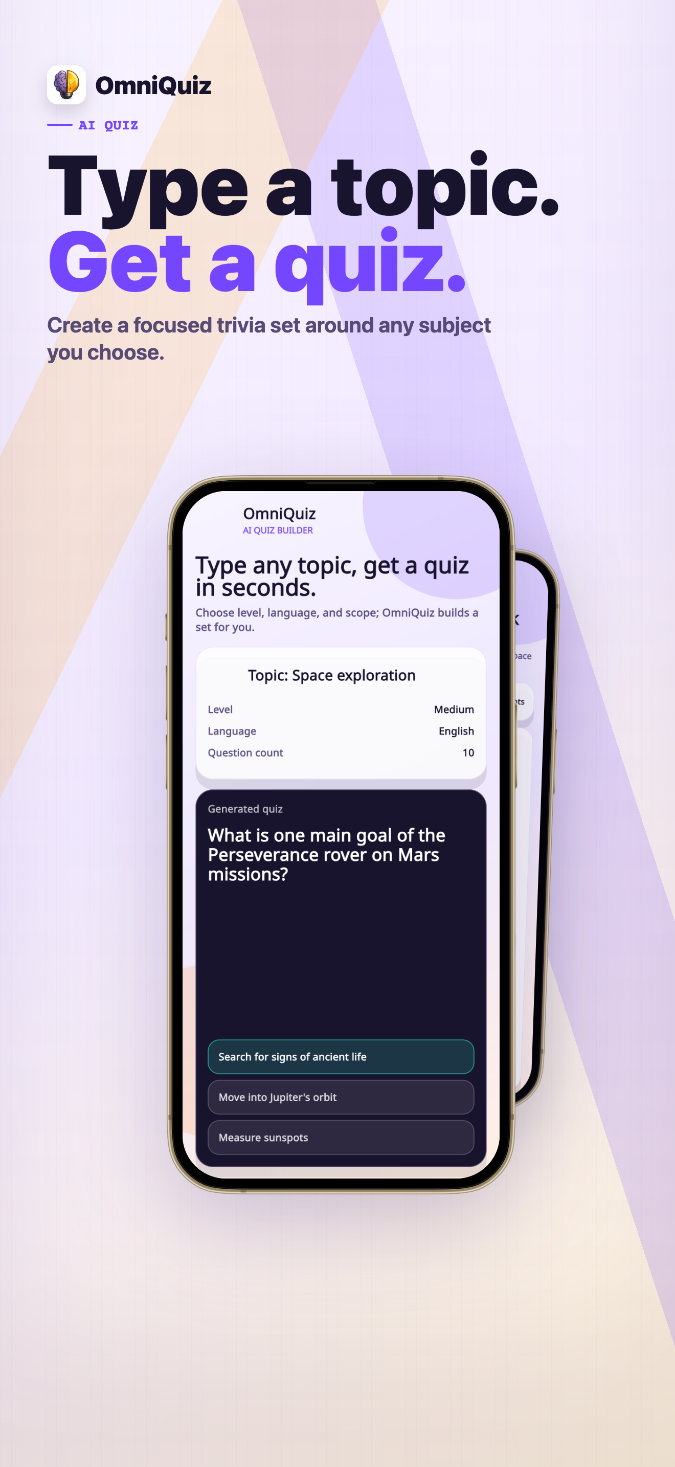 OmniQuiz AI quiz generator app store creative