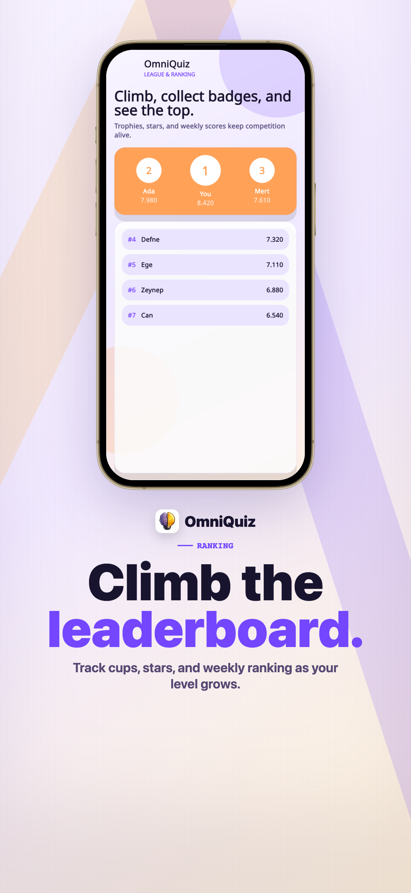 OmniQuiz leaderboard screen